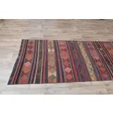 Tapis Kilim en laine et coton turc fait main vintage des années 1970 101x382
