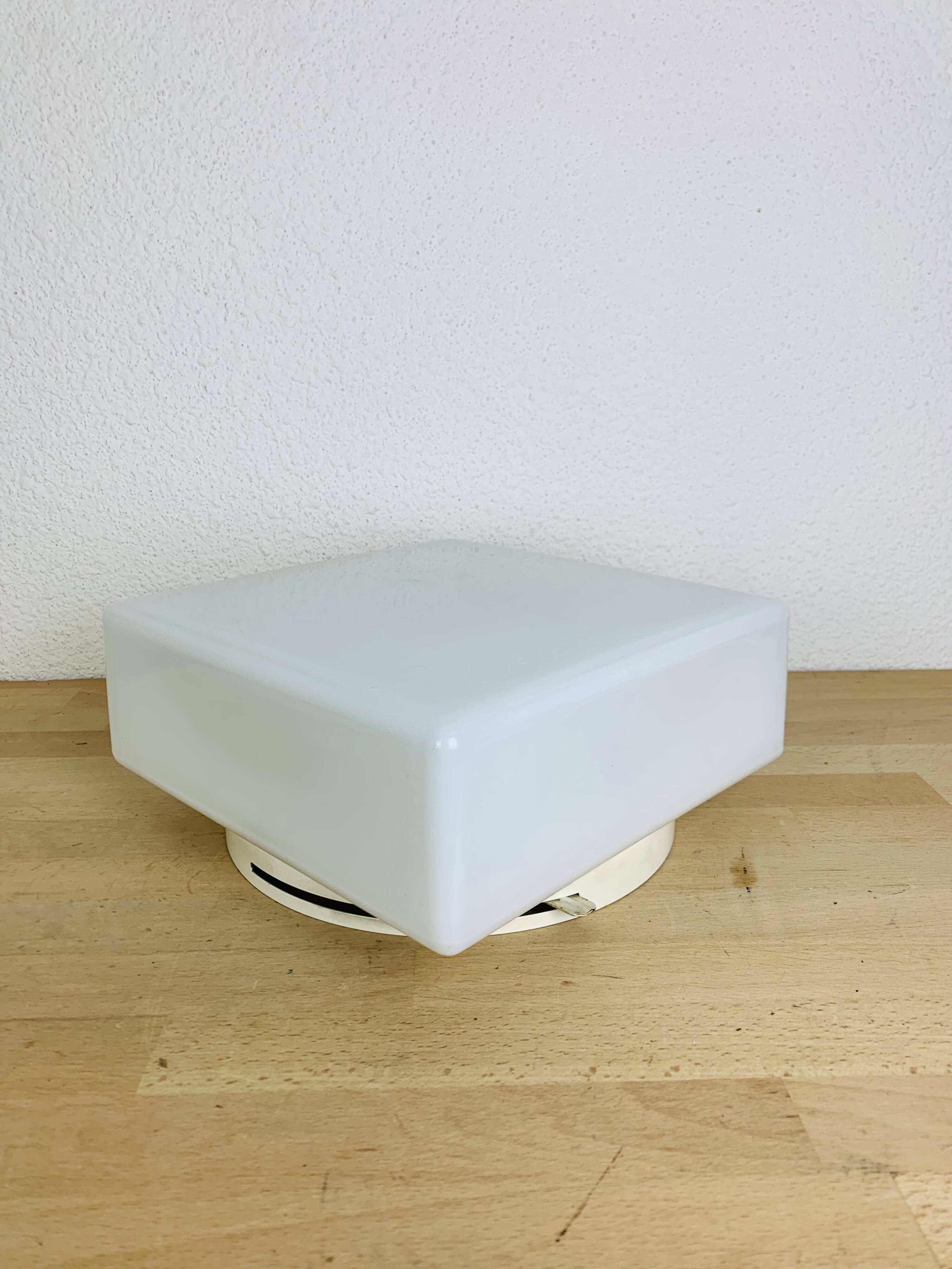 Lita 70s square opaline wall light, ceiling light