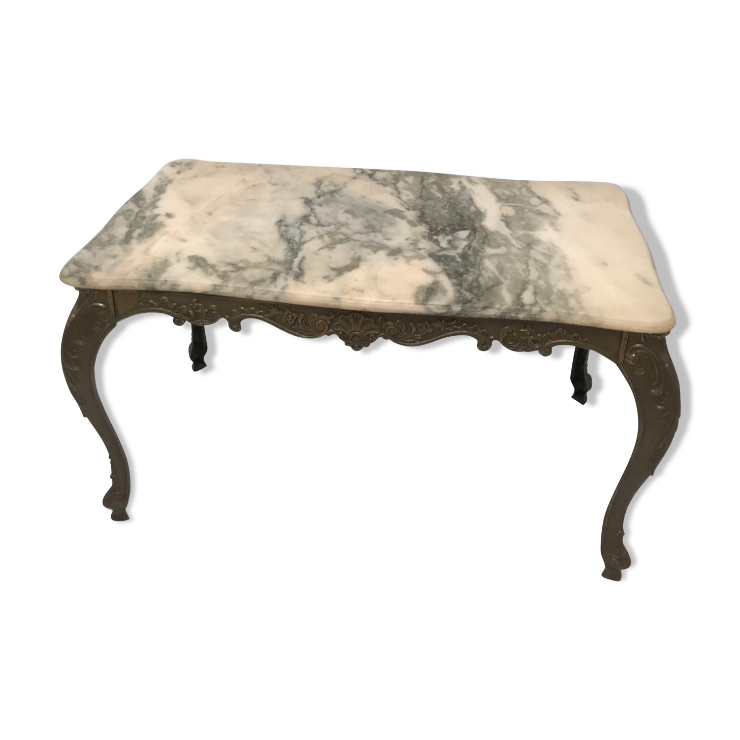 Louis XV style marble and brass coffee table