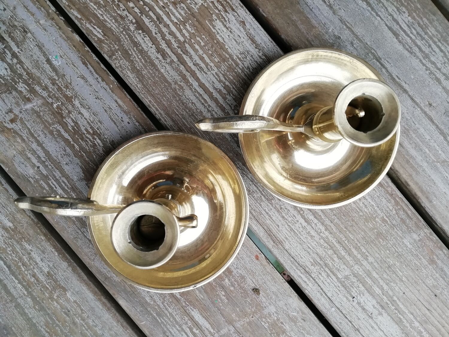 Pair of brass candle holders