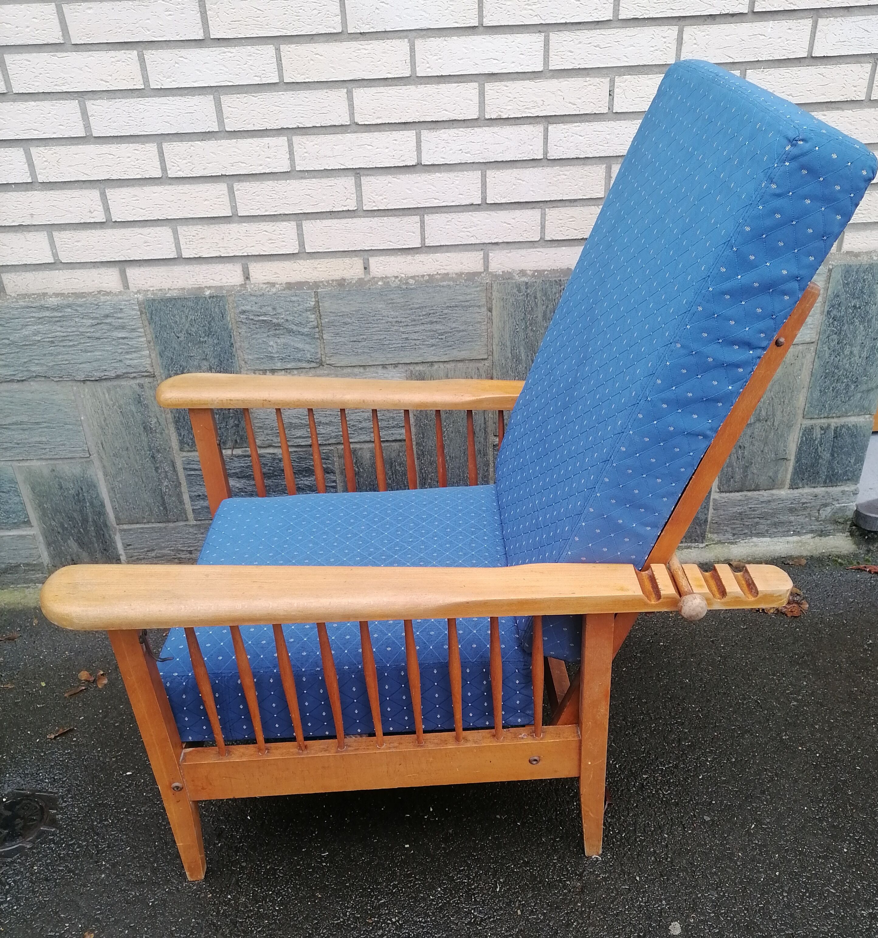 Old morris armchair marked potacol wood teak 1960 vintage