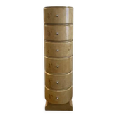 Semainier Colonne Art Déco – Placage Loupe de Bouleau, 6 Tiroirs