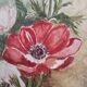 French watercolour of flowers, poppies, signed DR