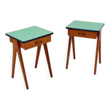 Pair of vintage compass legs bedside tables - circa 1960