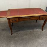 Louis XV Style Desk - Cherry Wood - Red Leather Top - with Extensions
