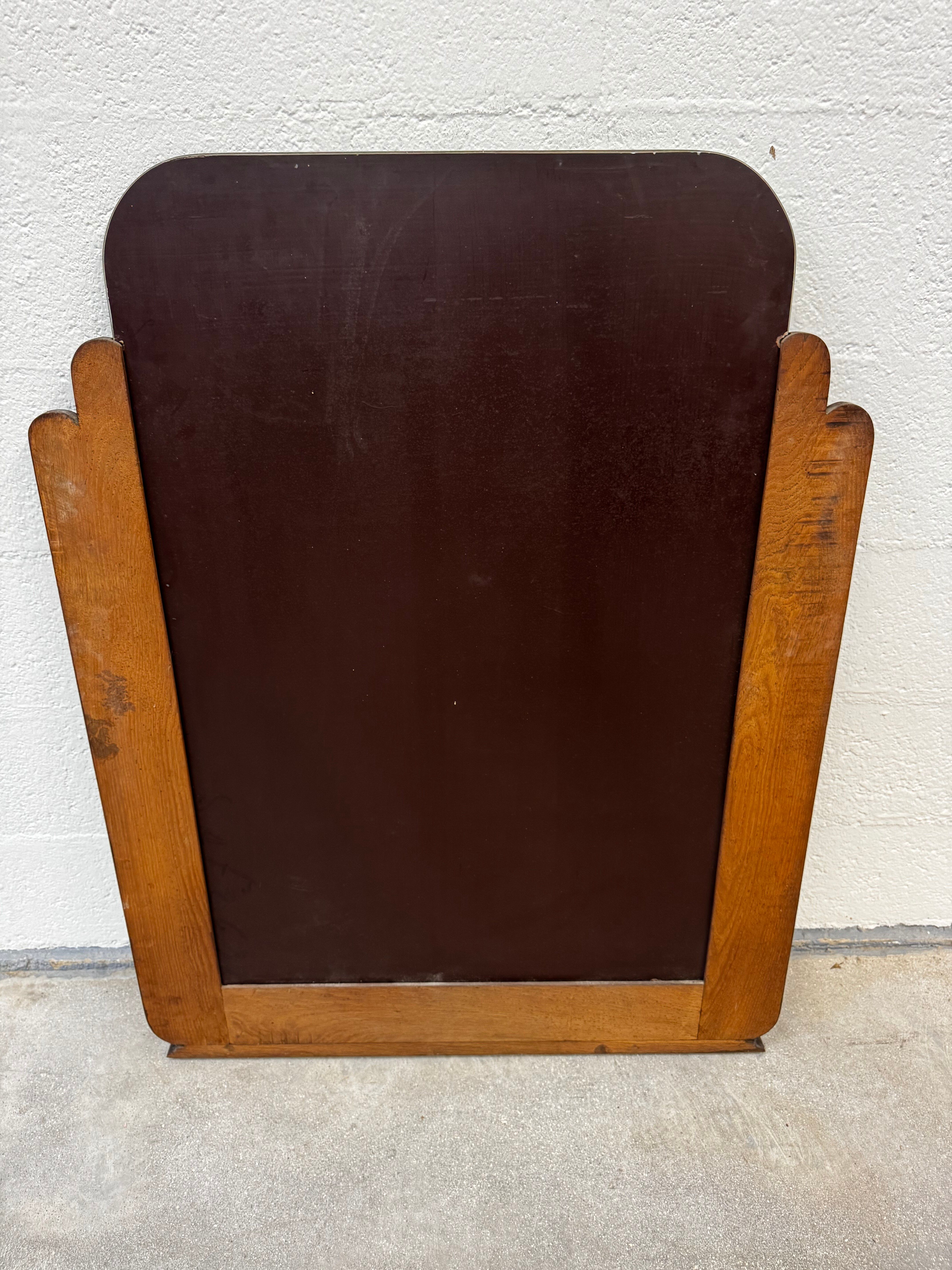 Art Deco mirror in carved oak – 1930s – 102 x 78 cm
