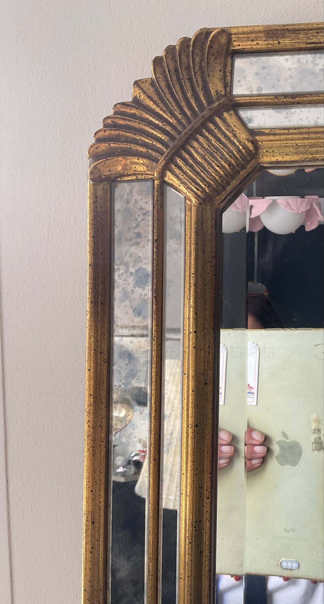 Large gold mirror by Deknudt with parcloses from the 1970s.