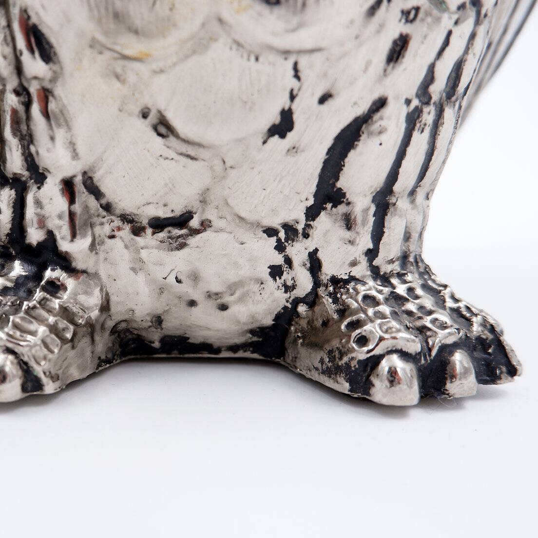 Vintage Silver Plastic Owl Ice Bucket - 1970's