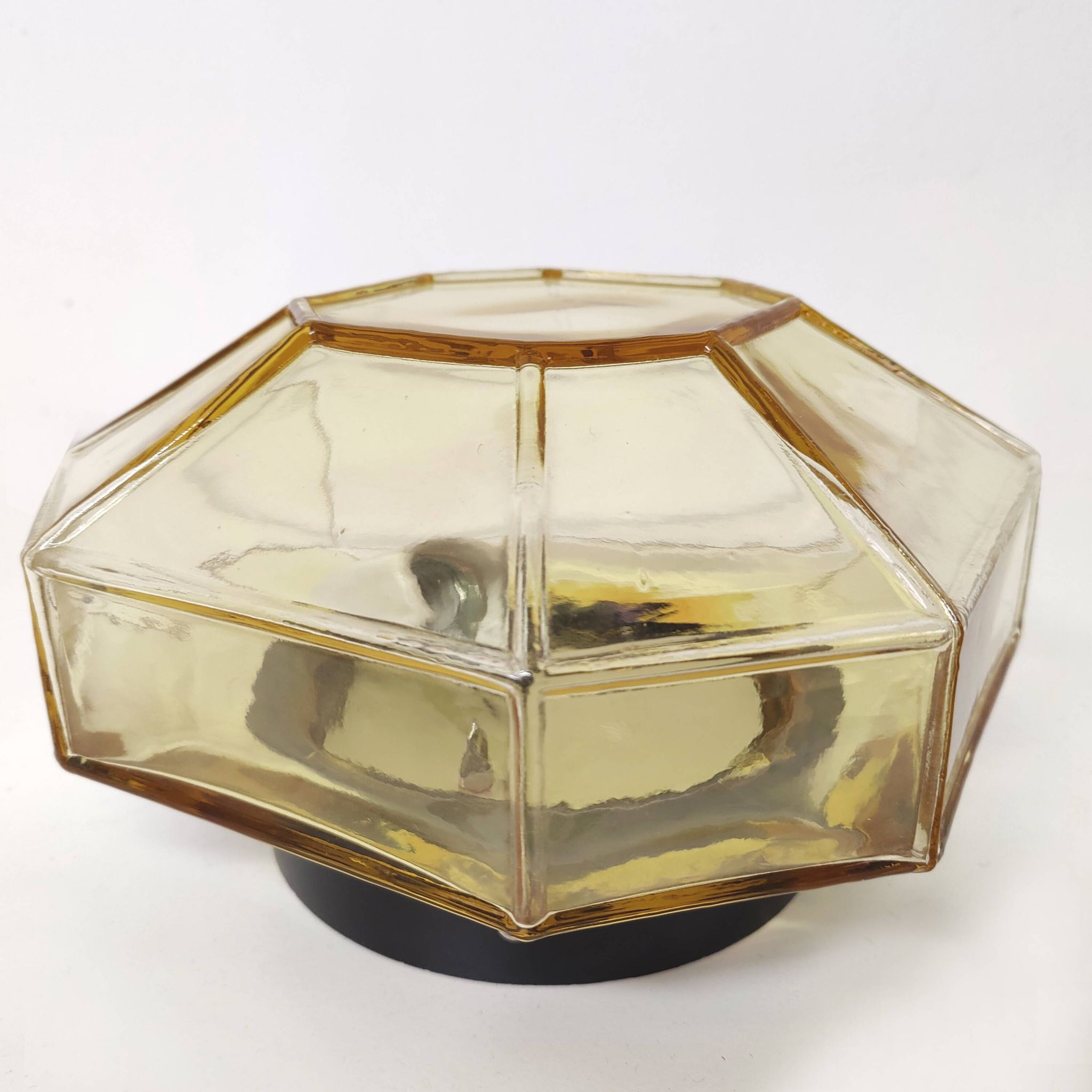 Italian wall lamp Ismos octagonal yellow glass 70s