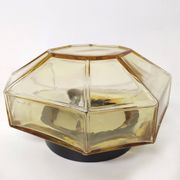 Italian wall lamp Ismos octagonal yellow glass 70s