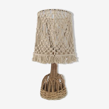 Rattan lamp and string lampshade, cable 2 m vintage switch