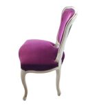 Castle chair and footrest in wood and burgundy velvet