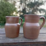 Duo d'anciens pots à lait en grès de Bonny, 50 cl vintage France