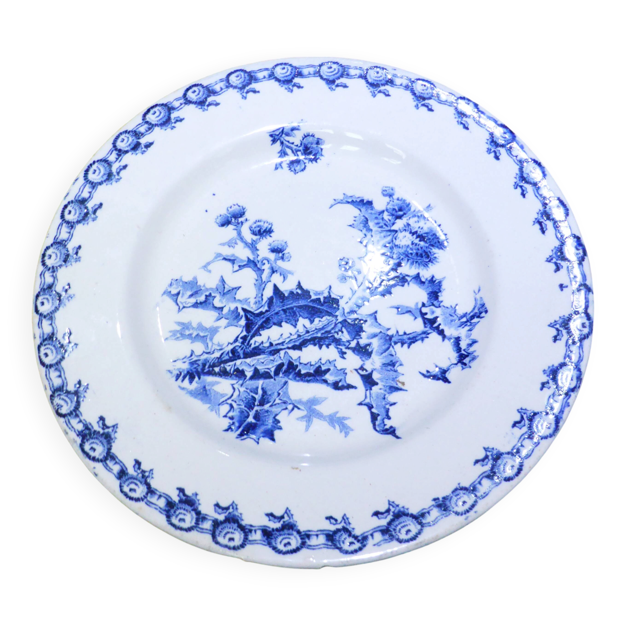 Flat compote dish on pedestal Gien Chardons 260606