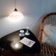 Pink opaline glass hanging lamp