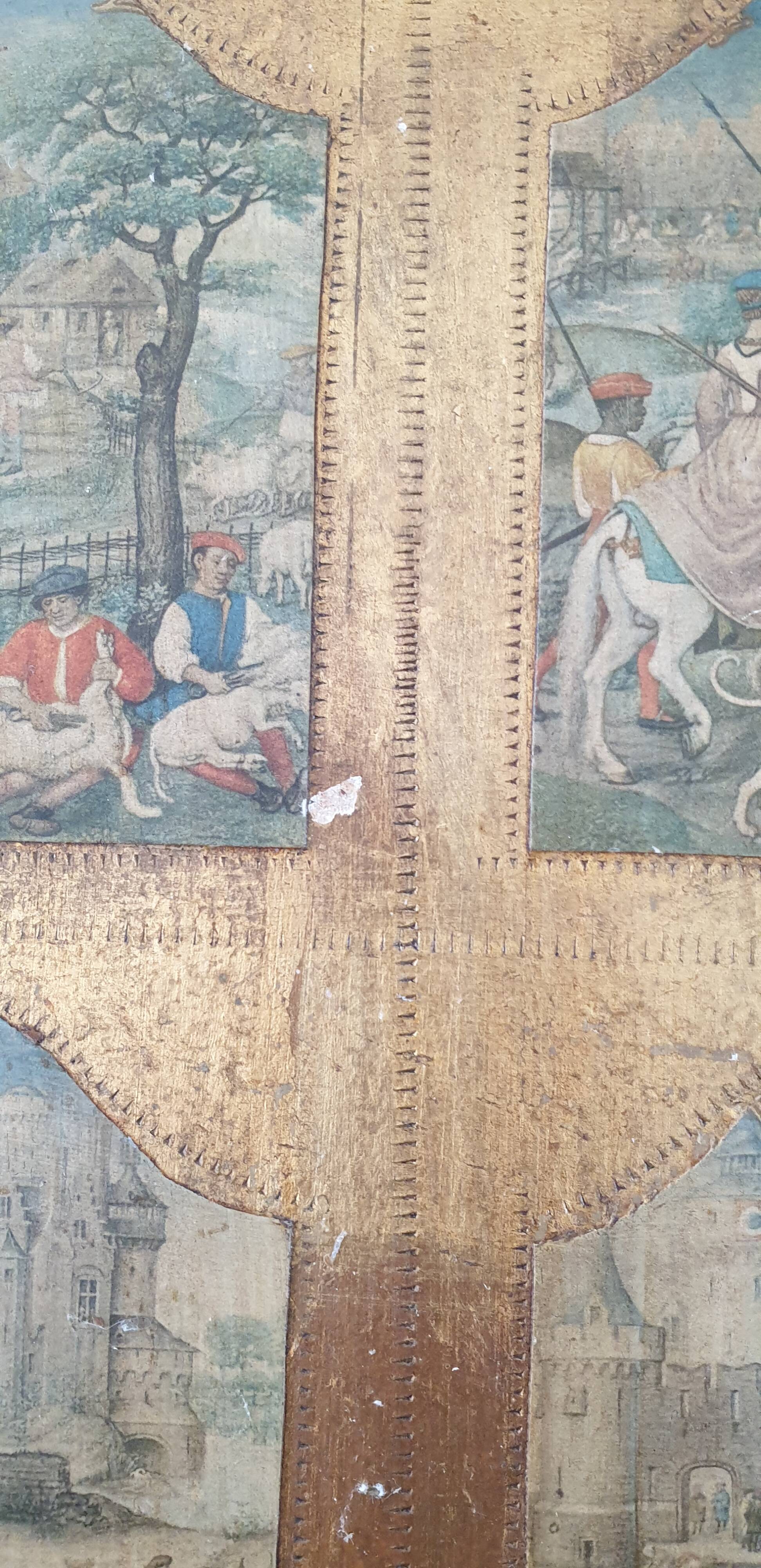 Tableau en bois scènes médiévales 1920/1930