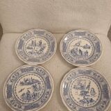 4 old plates talking rebus by factory of Gien