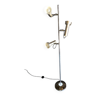 Lampadaire années 1970, 3 lampes chromées