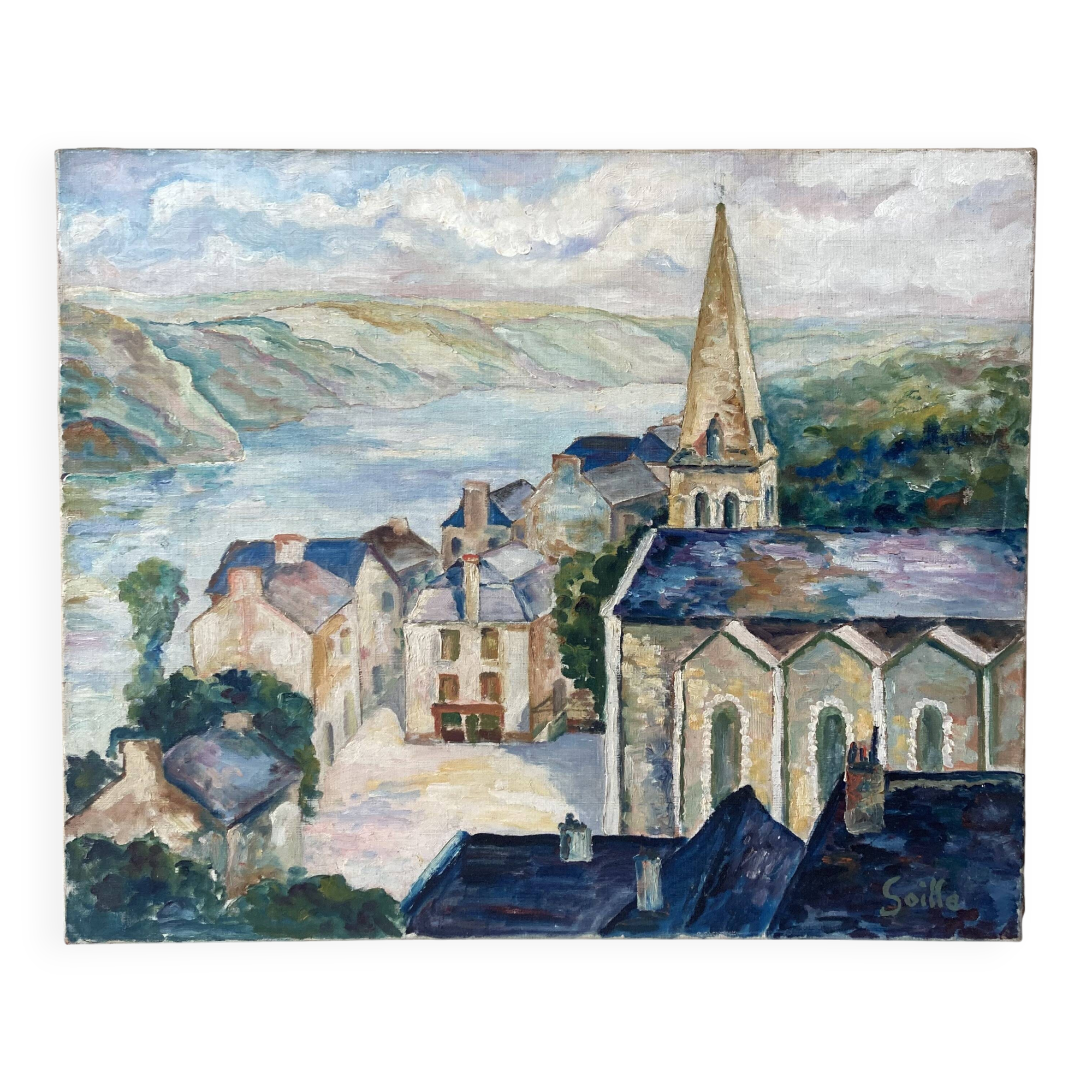 Oil on canvas Belle Ile en mer - Sauzon signed