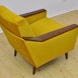 Yellow velvet armchair, 1960s
