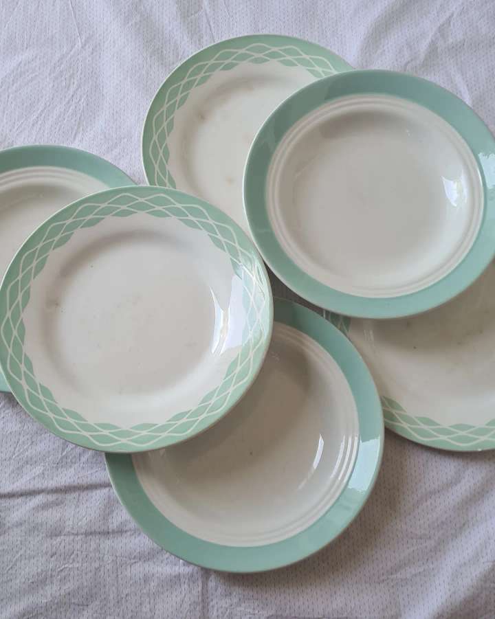 6 old plates Faience and semi-porcelain
