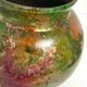 Linear lacquered glass vase 1970-1980 with internal decoration of gold oxides unique handmade piece