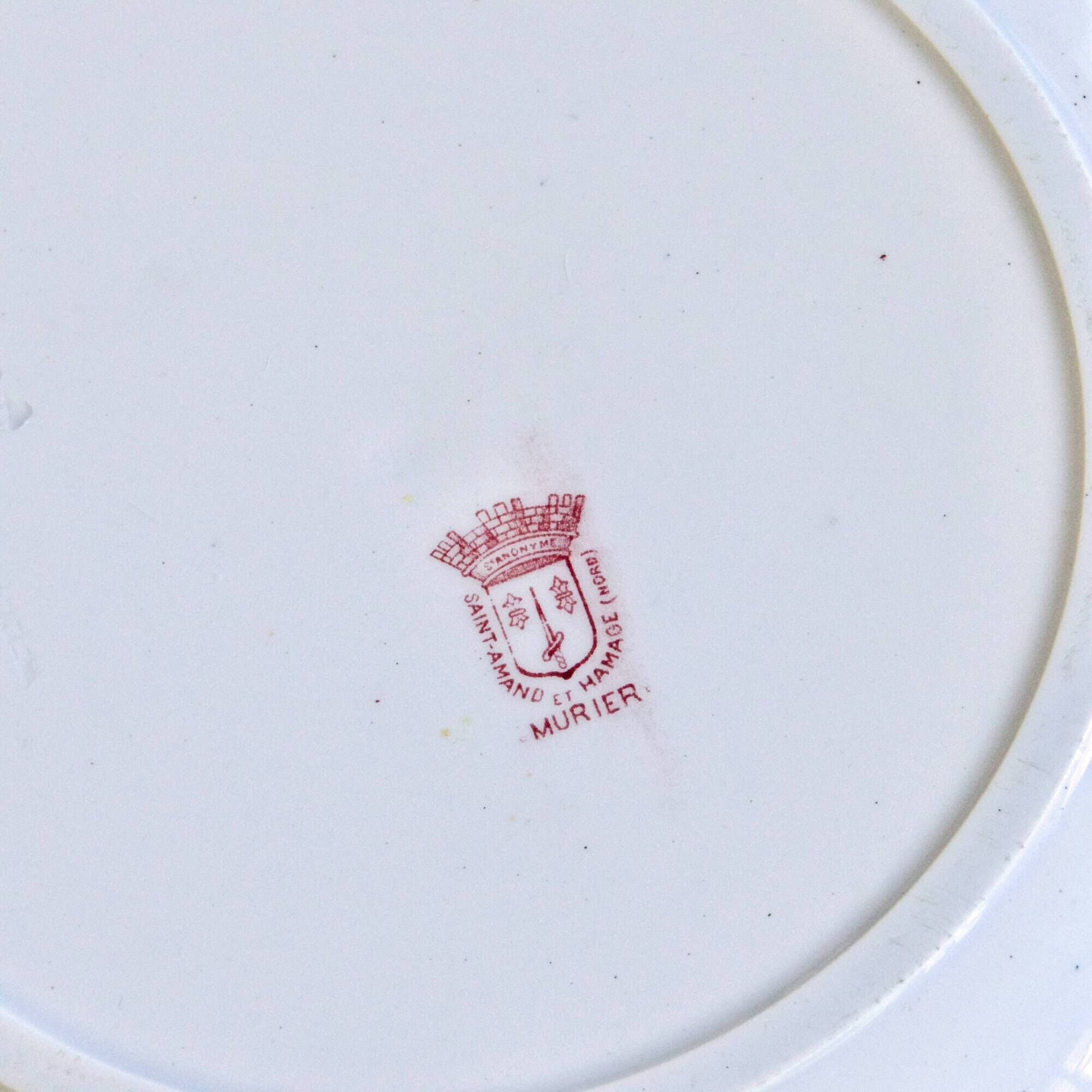 Pink ironstone salad bowl signed St Amand, Mûrier collection.