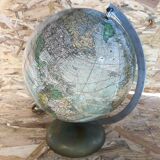 Old terrestrial globe world map perrina paris glass vintage metal foot