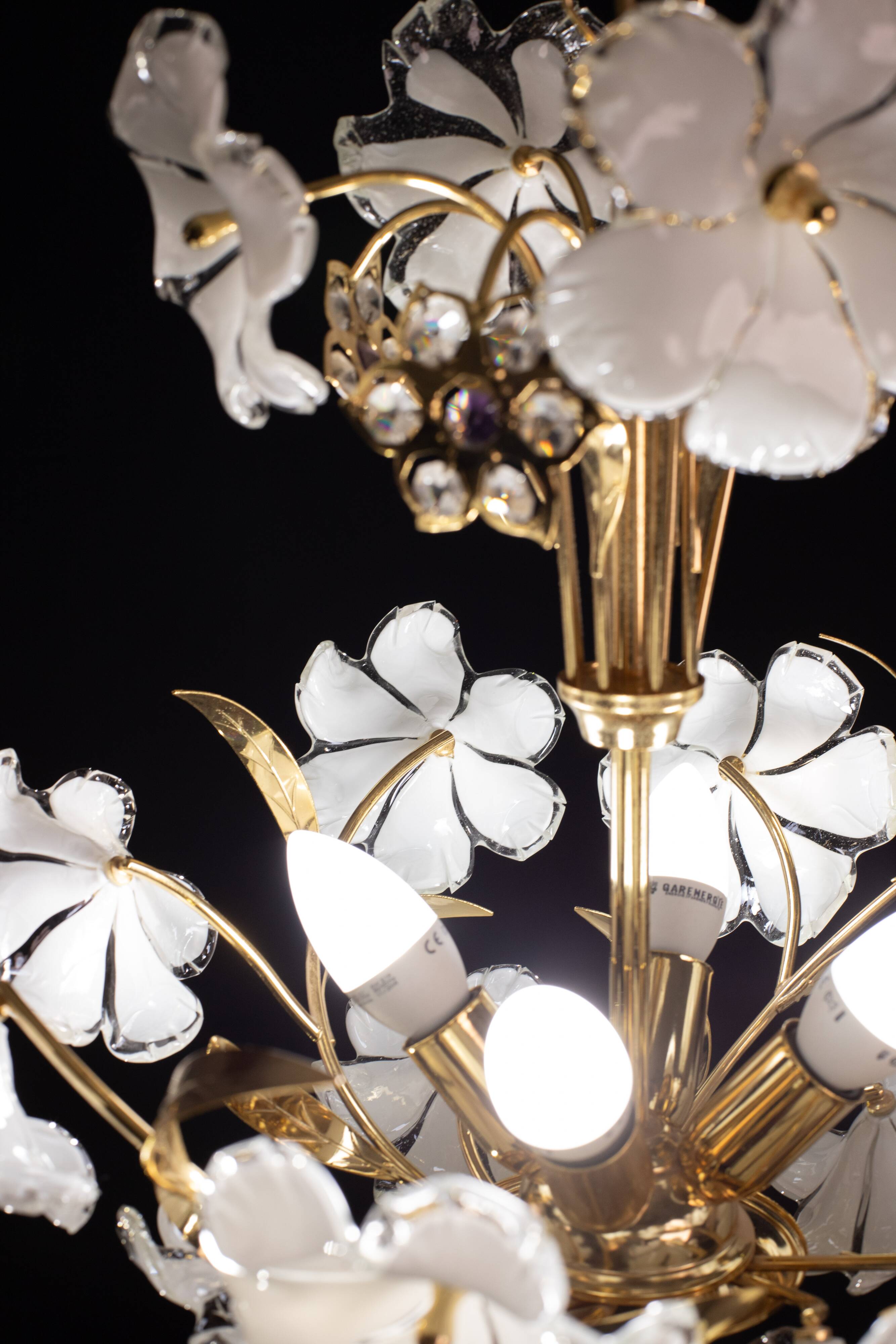 Charming Murano Candlestick White Flowers, 1970