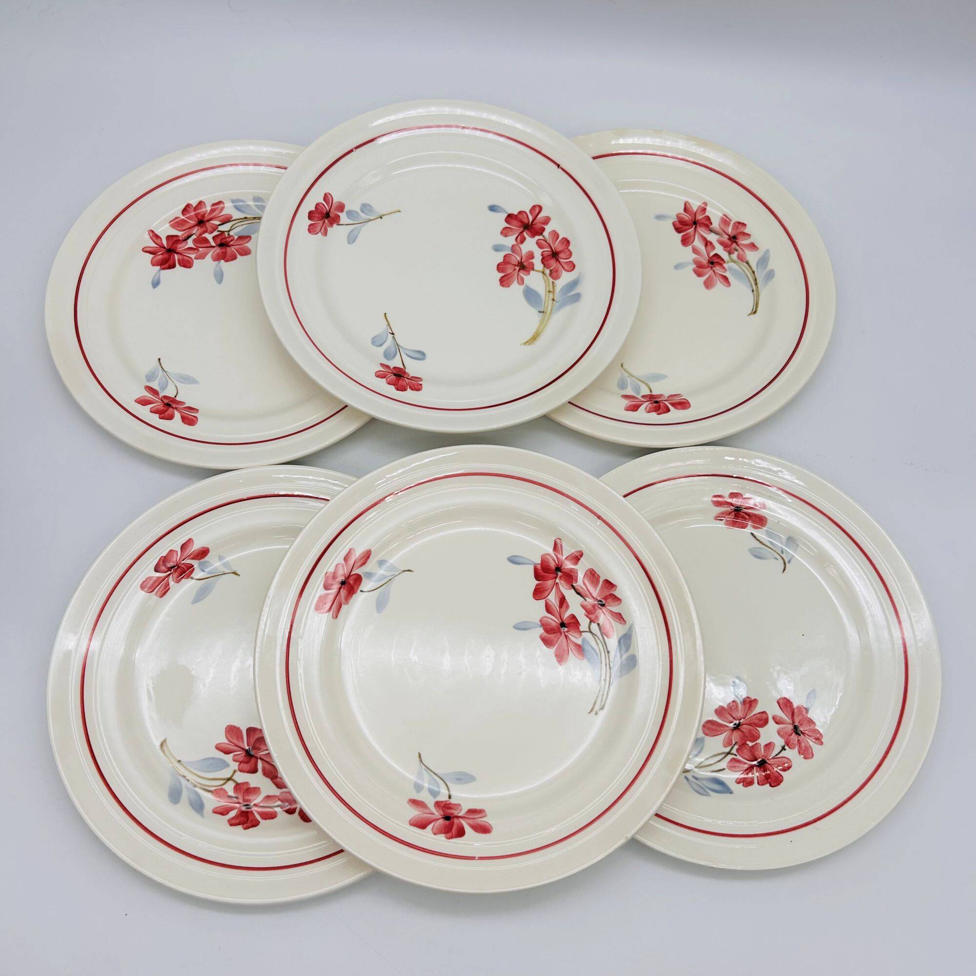 6 vintage flat plates. Ironstone.