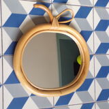 Miroir pomme en rotin vintage