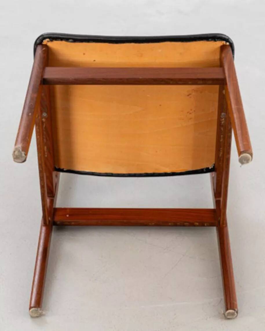 Scandinavian chair in teak and black leatherette – Denmark 1960