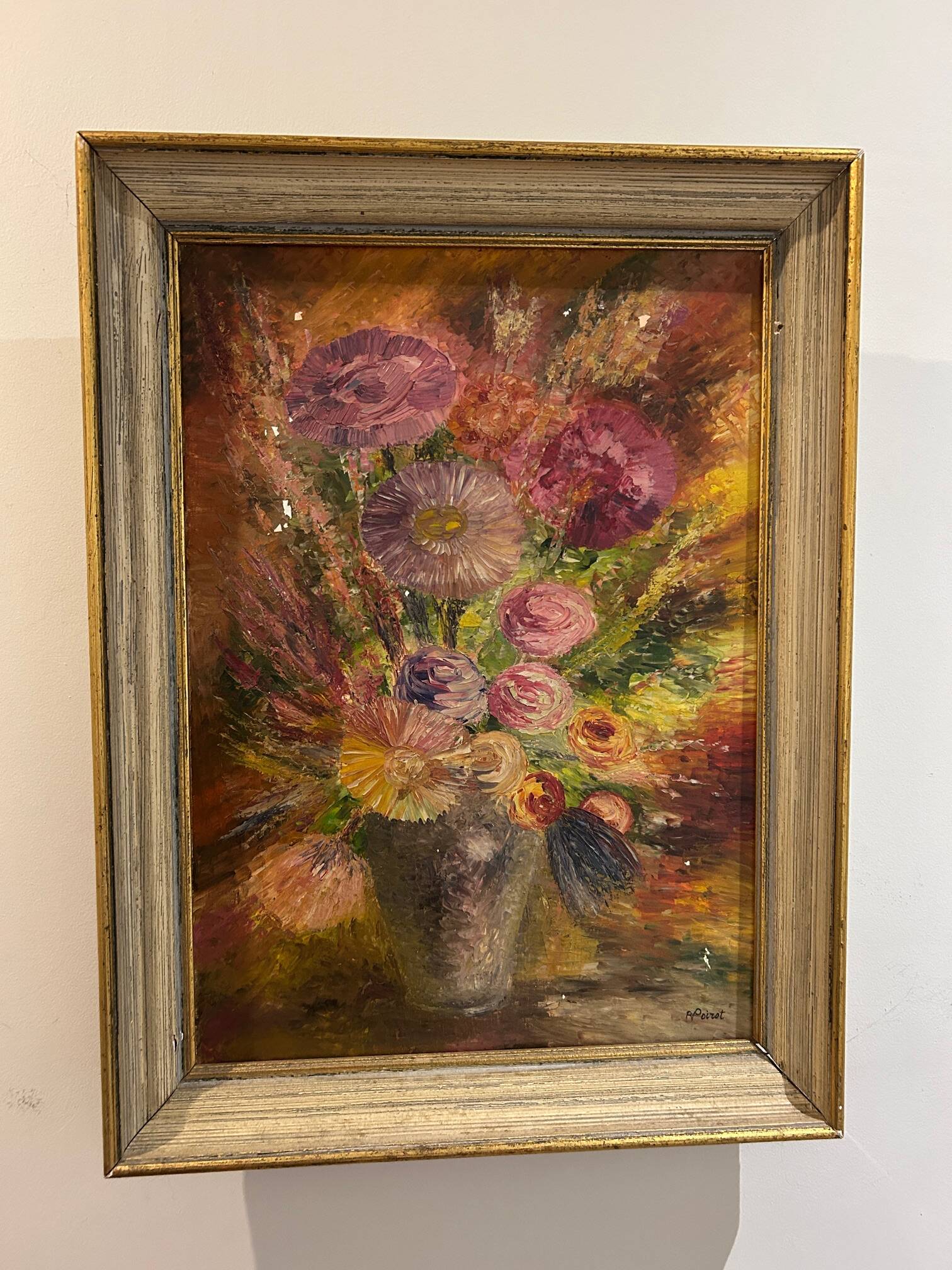 " Bouquet "oil on canvas from the 1950s