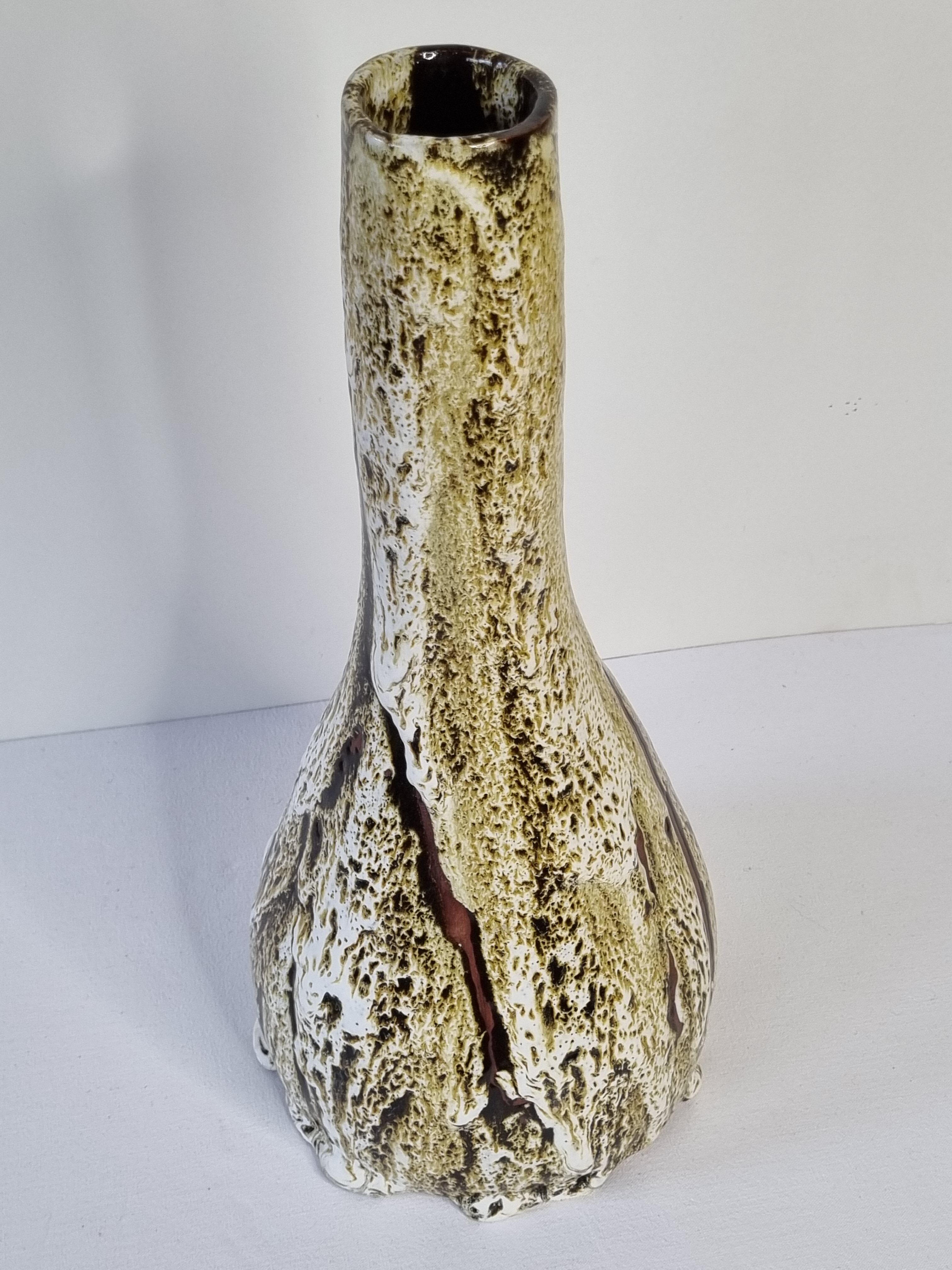 Fat lava glazed ceramic bottle vase