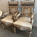 fauteuils syrien en noyer incrusté de nacre