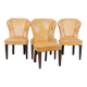 Set of 4 comfortable honey-colored goat leather dining chairs