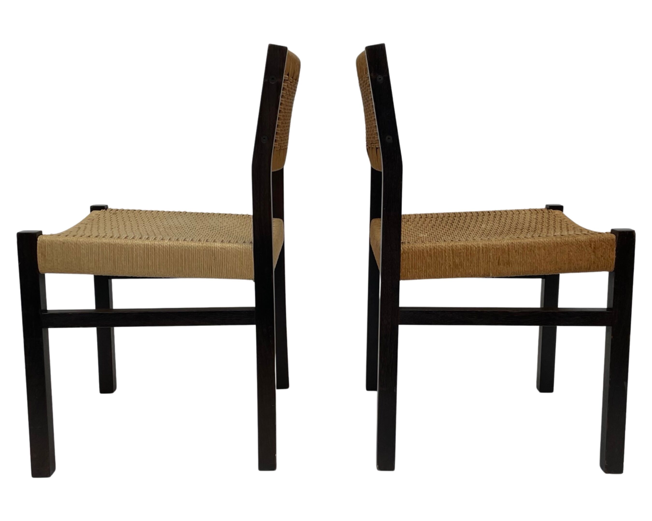 Vintage dining room chairs with papercord seat / 1970 design