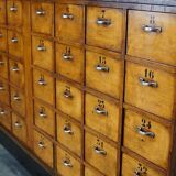 Dutch industrial apothecary cabinet in beech and oak 1940s