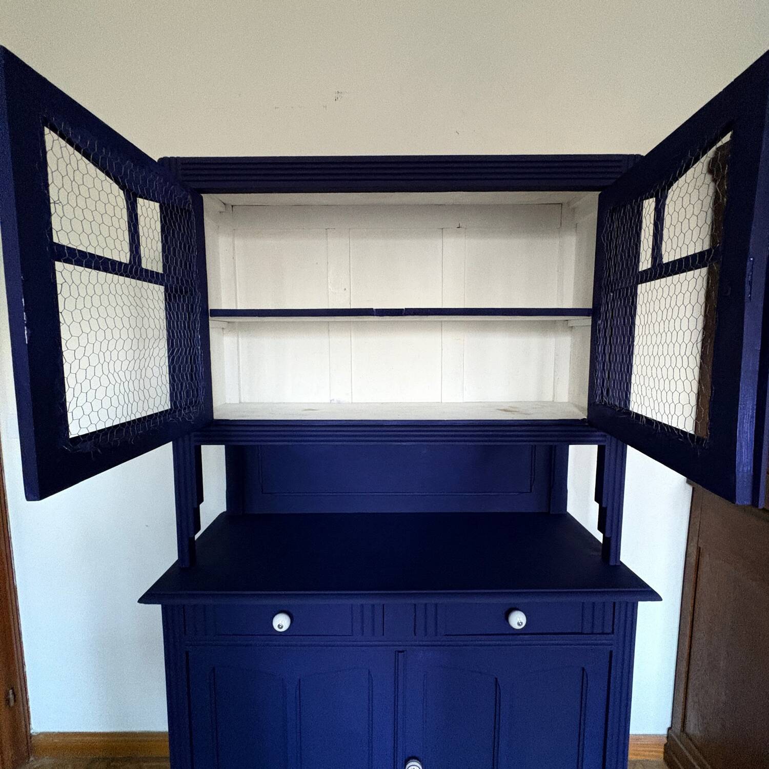 Parisian blue oriental buffet cabinet