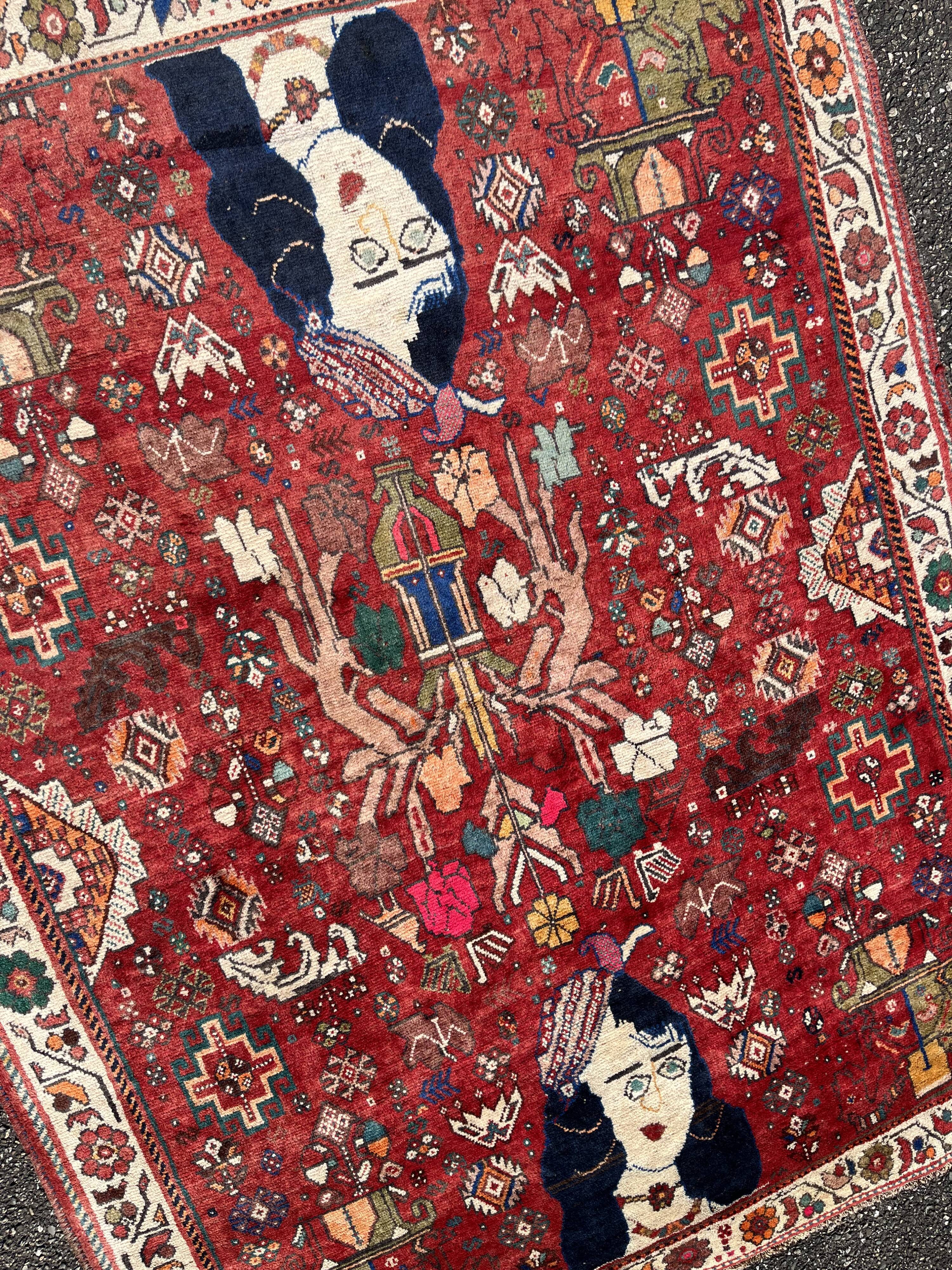 Gashgai nomadic / figurative carpet circa 1920