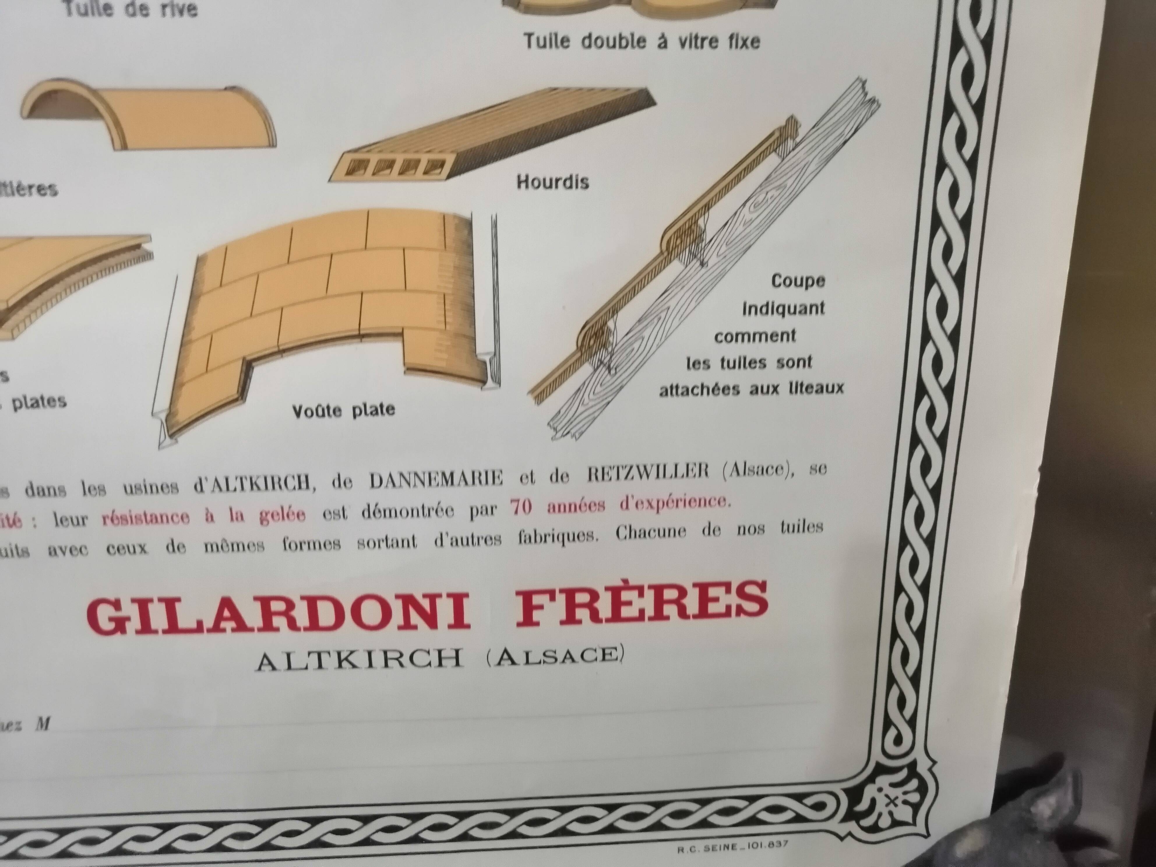 Advertising poster early 20th original Alsace tile of Altkirch