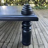 Brutalist black stained wood coffee table