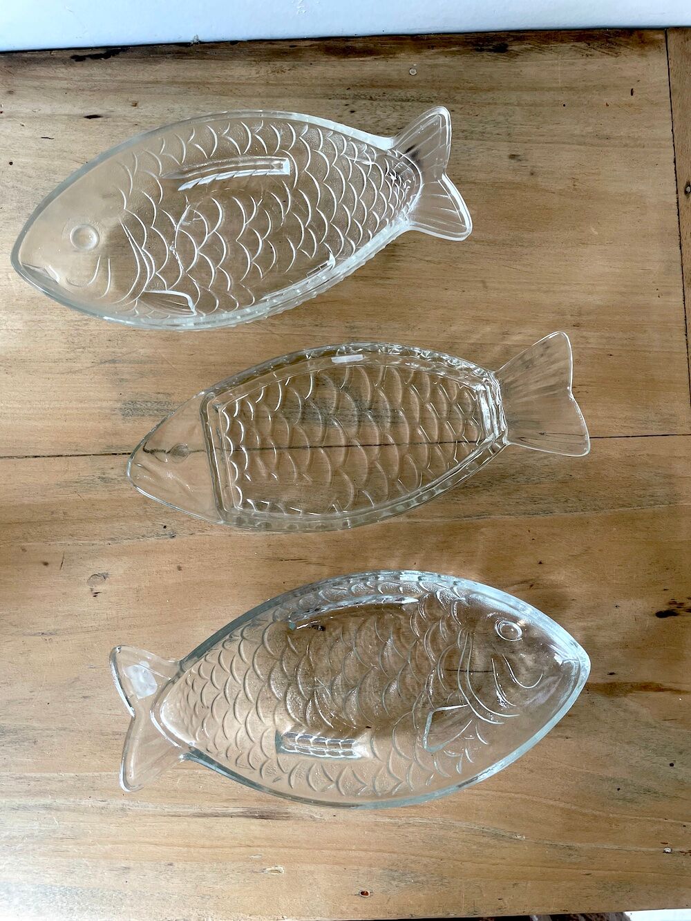 Raviers en verre transparent en forme de poisson