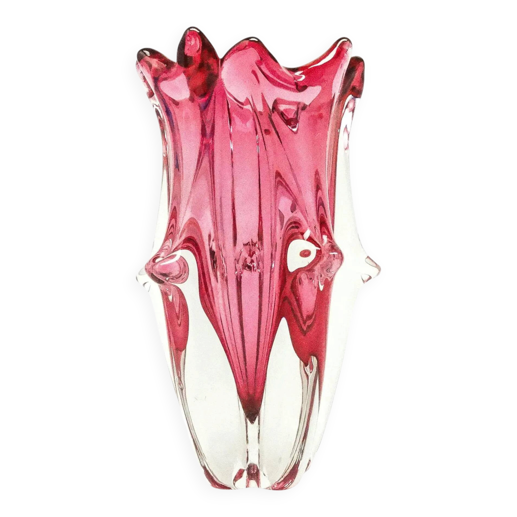 Murano vase, mid-century modern, glass, design by F. Poli, Italy, 1950s