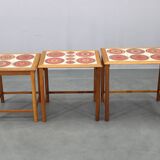 Mid-century Danish oak nesting tables with tile tops