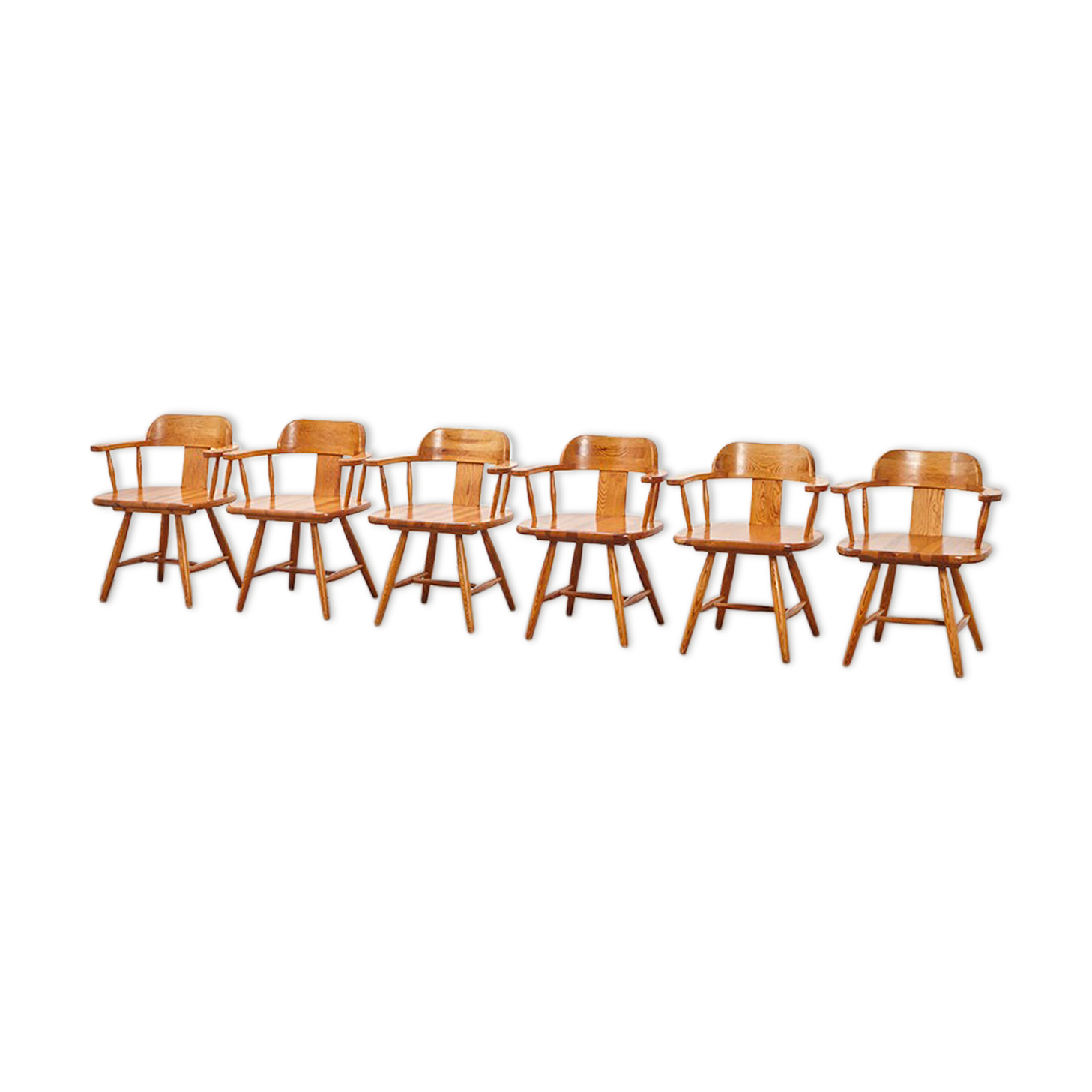 Set of 6 Scandinavian Pine Chairs 1960s/70s