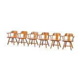 Lot de 6 chaises scandinaves en pin des années 1960 / 70