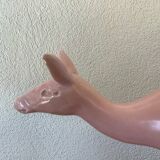 Pink doe sculpture geo conde saint clement earthenware france 1930 art deco