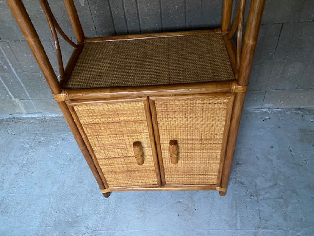 Vintage rattan bookcase 70s