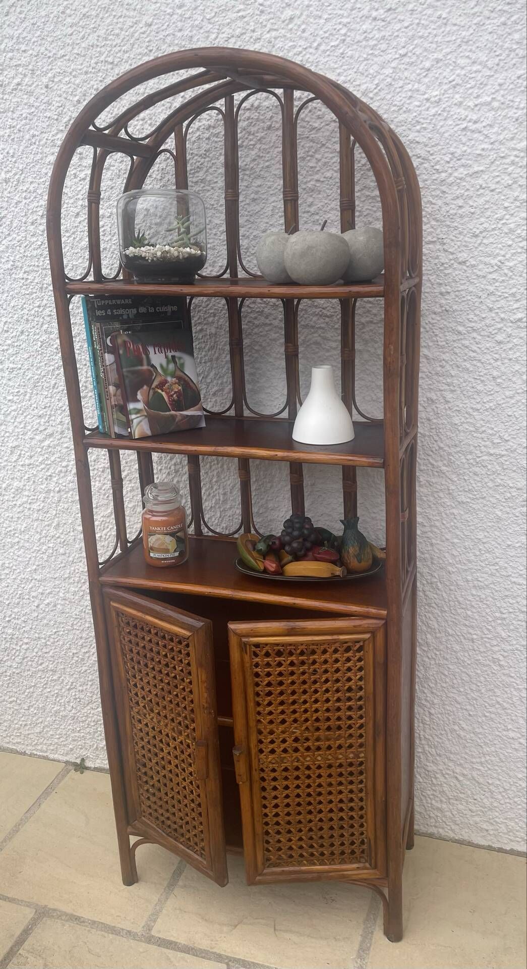 Vintage rattan libraries